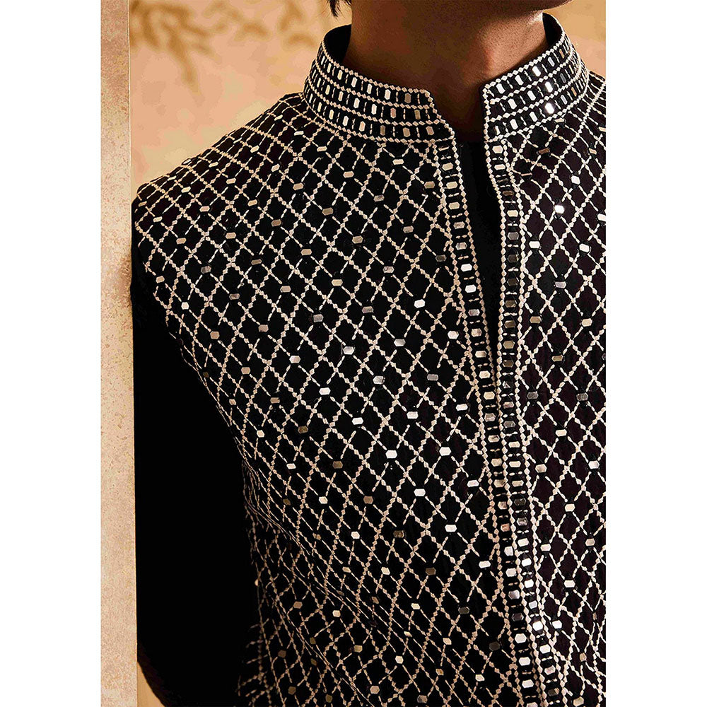 HISTORI Black Kurta with Jacket and Pant