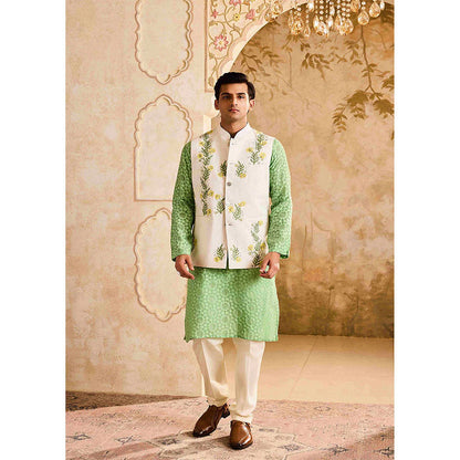 HISTORI Jade Green Kurta with Jacket and Churidar