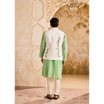 HISTORI Jade Green Kurta with Jacket and Churidar