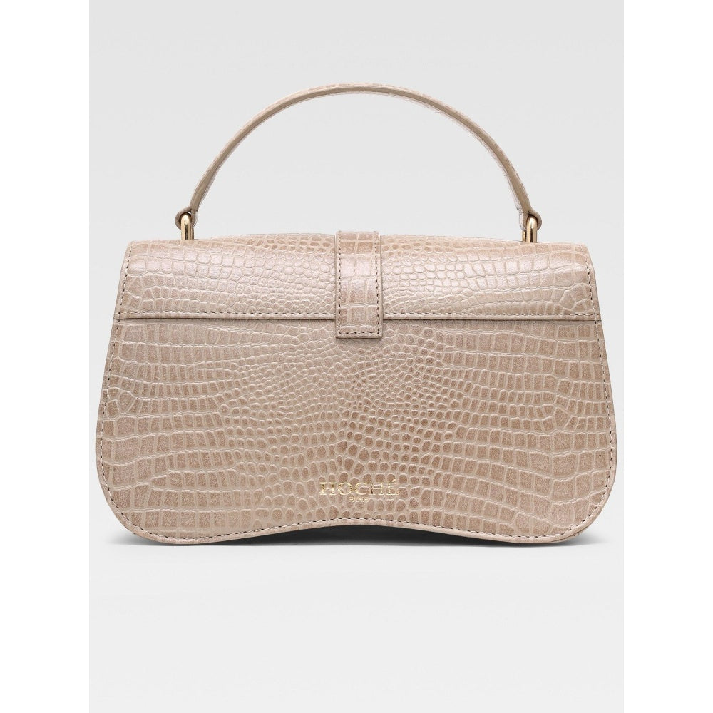 Hoche Paris Terra Croc Leather Sling Bag - Beige