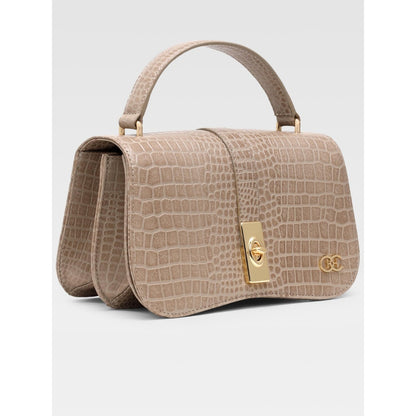 Hoche Paris Terra Croc Leather Sling Bag - Beige