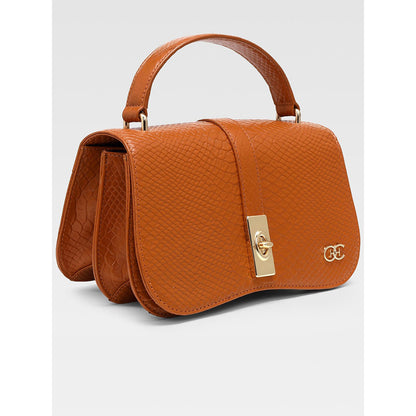 Hoche Paris Terra Croc Leather Sling Bag - Tan