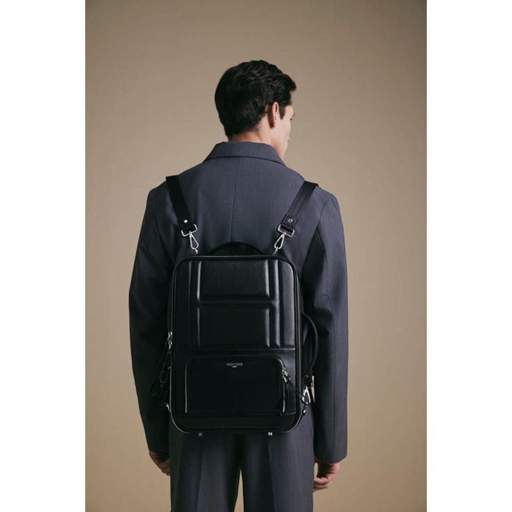 Hoche Paris Black Unstitch 3 In 1 Convertible Laptop Bag