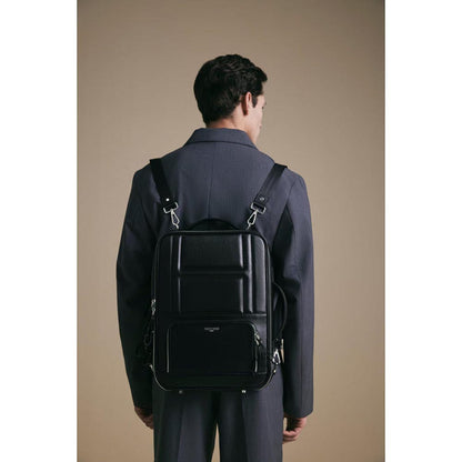 Hoche Paris Black Unstitch 3 In 1 Convertible Laptop Bag