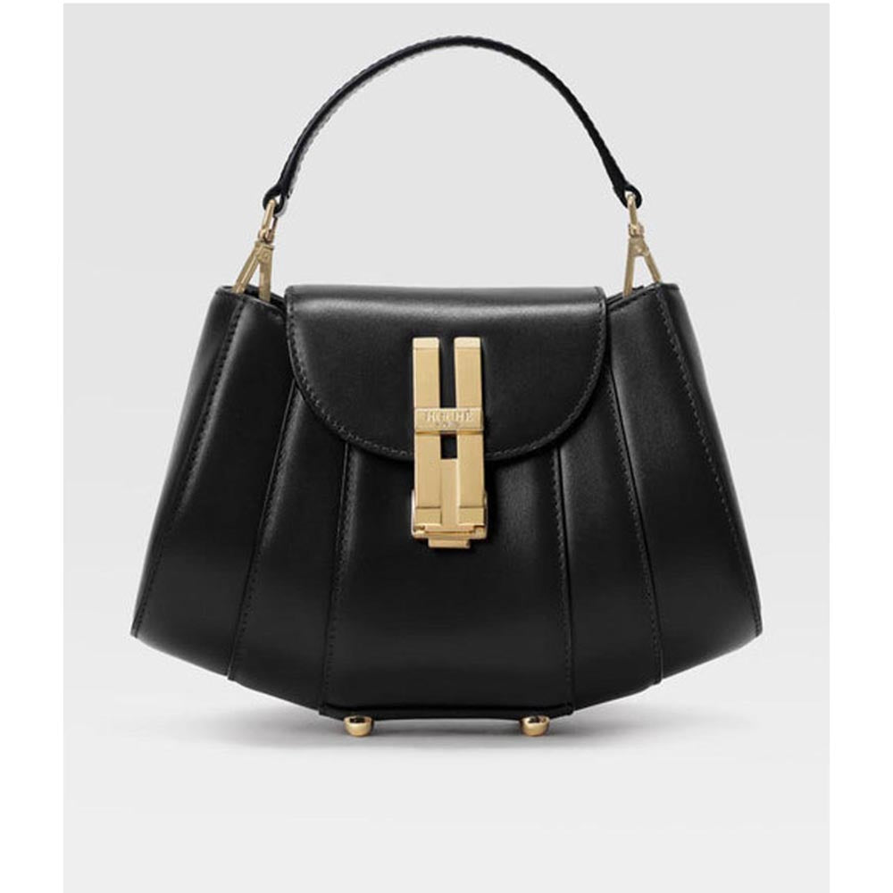 Hoche Paris Black Micro Brioche Top Black Hand Bag