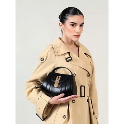 Hoche Paris Black Micro Brioche Top Black Hand Bag