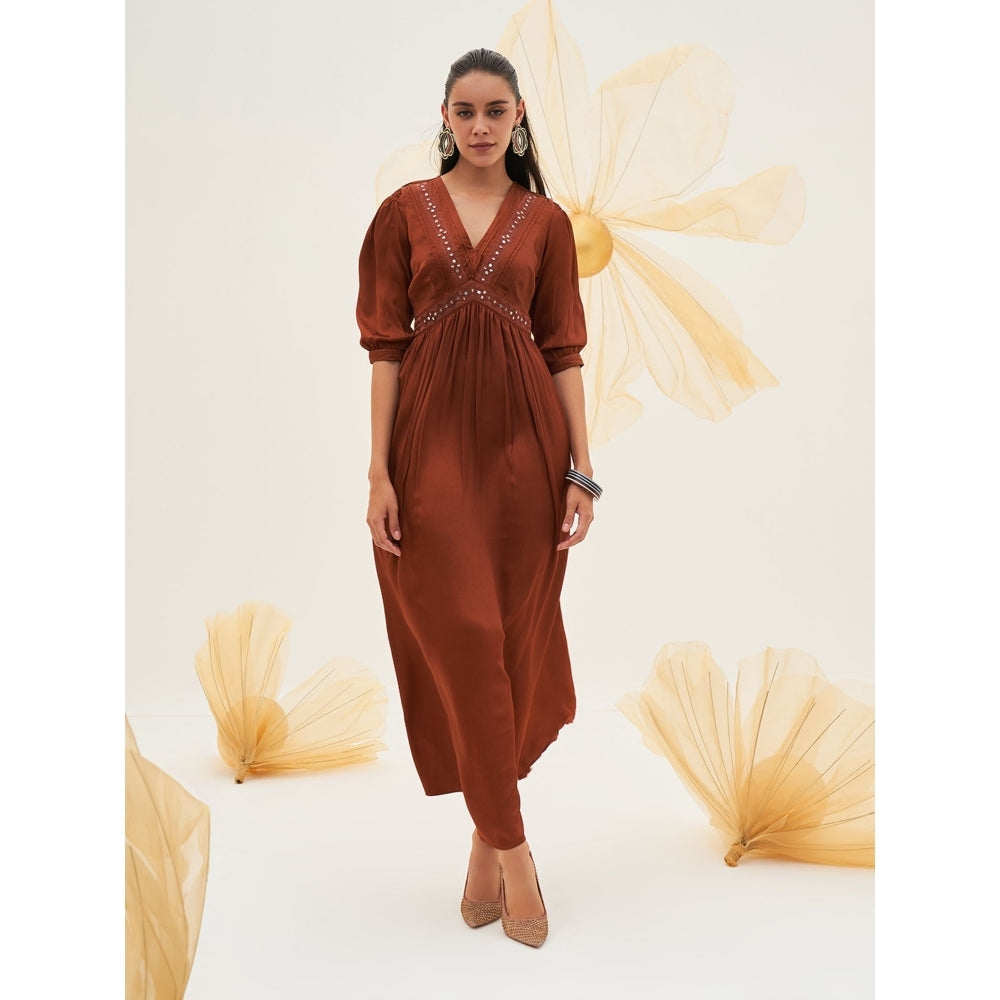 House of Fett Cocoa Mosaic Maxi Dress - Brown