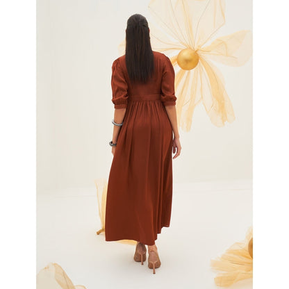 House of Fett Cocoa Mosaic Maxi Dress - Brown