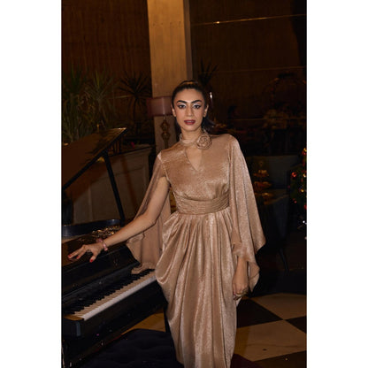 House of Fett Aurelia Drape Rose Collar Gown