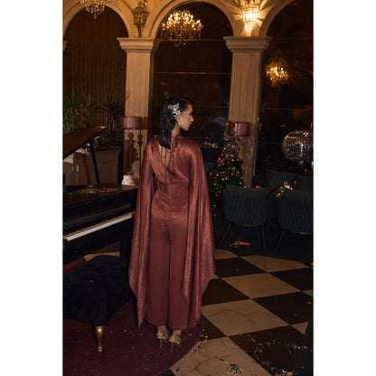 House of Fett Royal Ember Satin Jumpsuit