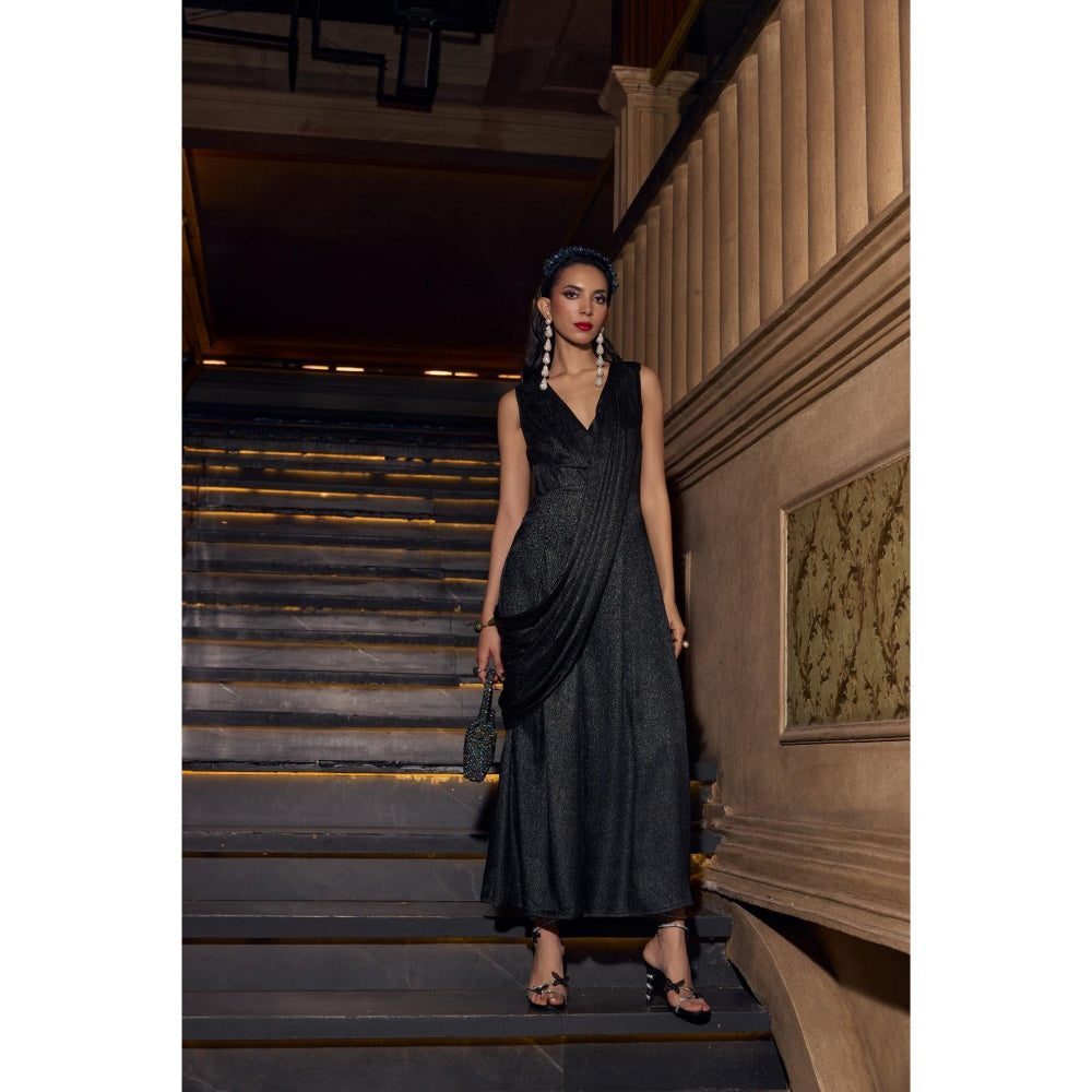 House of Fett Dash Black Drape Jumpsuit