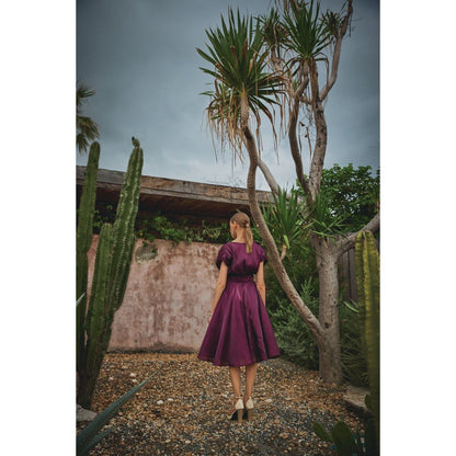 House of Fett Vanessa Organza Applique Floral Purple Dress