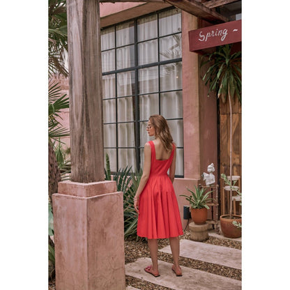 House of Fett The Townie Fit And Flare Piping Red Dress