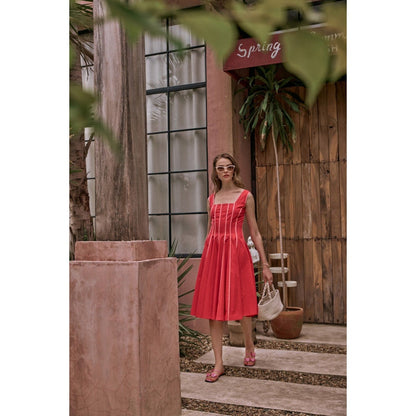 House of Fett The Townie Fit And Flare Piping Red Dress