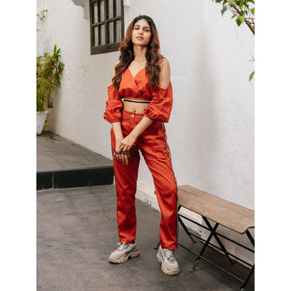 House of Fett Amber Crop Top - Red