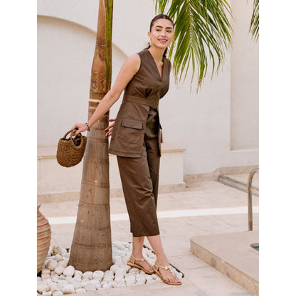 House of Fett Sorrento Jumpsuit - Brown