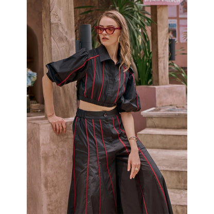 House of Fett Nate Piping Co-Ord Set - Black
