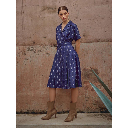 House of Fett Aqua Cotton Dress - Blue