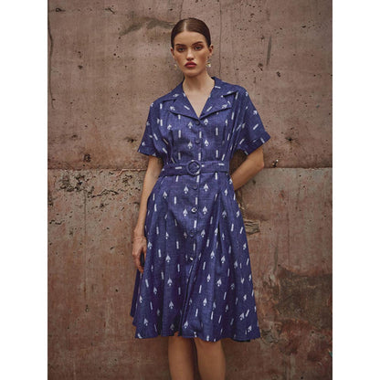 House of Fett Aqua Cotton Dress - Blue