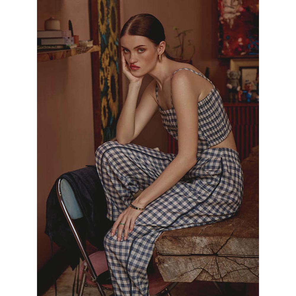 House of Fett Scott Check Crop Top - Multi-Color