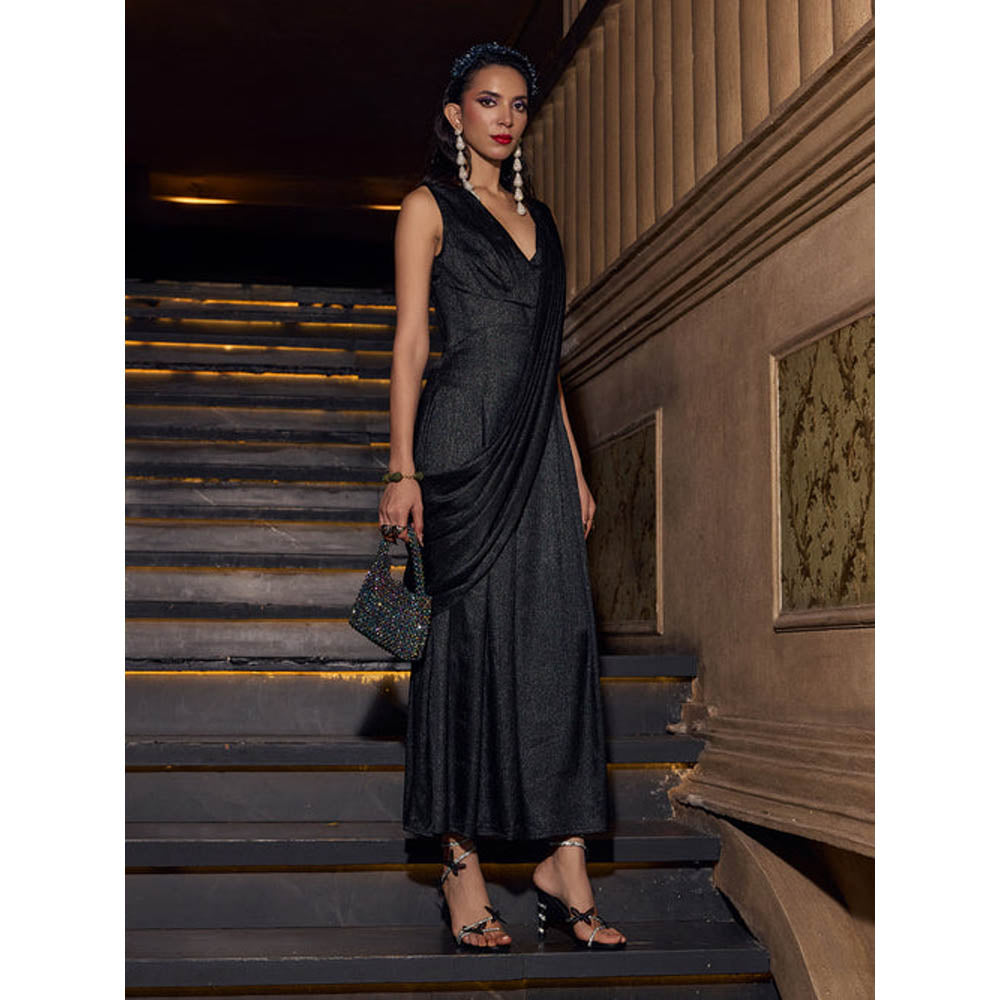 House of Fett Dash Black Drape Jumpsuit
