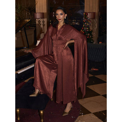 House of Fett Royal Ember Satin Jumpsuit - Brown