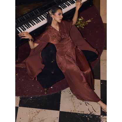 House of Fett Royal Ember Satin Jumpsuit - Brown