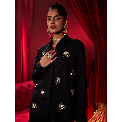 House of Fett Midnight Sparkle Embroidered Shirt