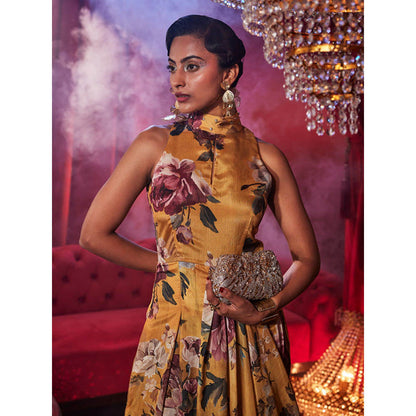 House of Fett Signoria Floral Draped Jumpsuit