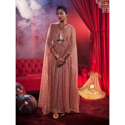 House of Fett Tiara Metallic Party Gown