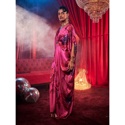 House of Fett Diva Poppy Print Kaftan Dress