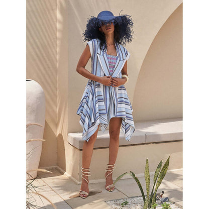 House of Fett Blue Nautical Smock Dress with Jacket