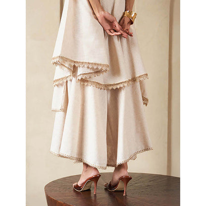 House of Fett Alila Layered Beige Top with Pant Co-Ord