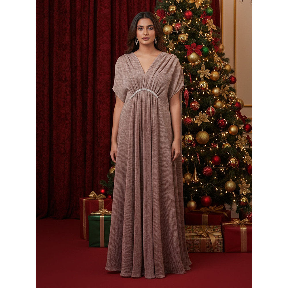 House of Fett Galaxy Shimmer V Neck Kaftan Maxi Dress