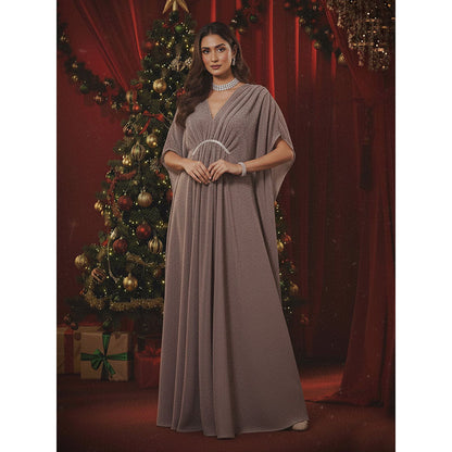 House of Fett Galaxy Shimmer V Neck Kaftan Maxi Dress