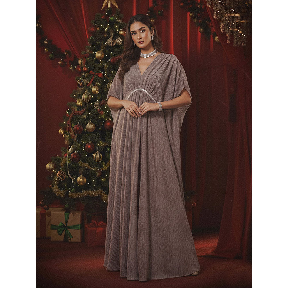 House of Fett Galaxy Shimmer V Neck Kaftan Maxi Dress