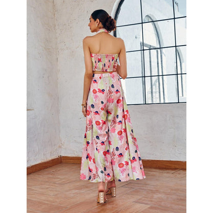 House of Fett Coralrush Off White Cape with Top and Pant Co-Ords