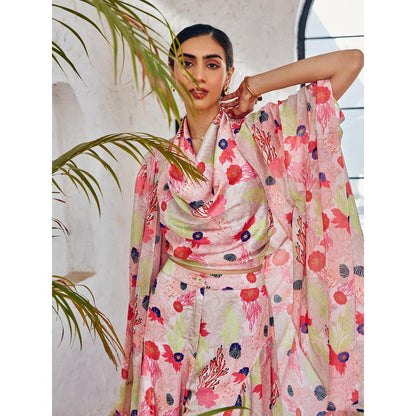 House of Fett Coralrush Off White Cape with Top and Pant Co-Ords