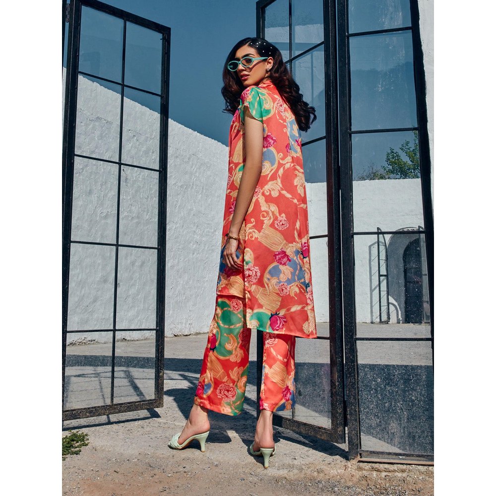 House of Fett Amor Orange Top with Pant Co-Ords