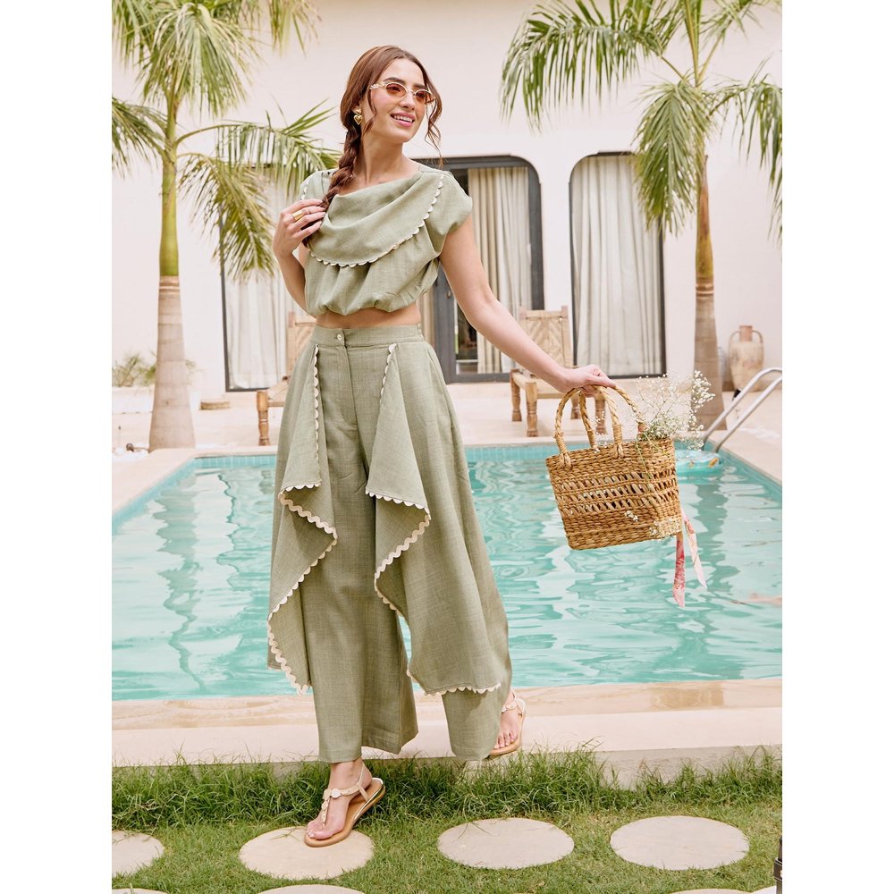 House of Fett Mersin Novo Green Top with Pant Co-Ords
