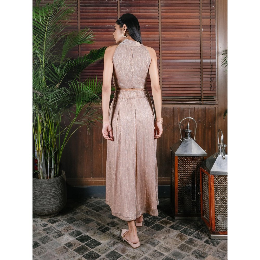 House of Fett Orlean Shimmer Cream Top with Pant Co-Ords