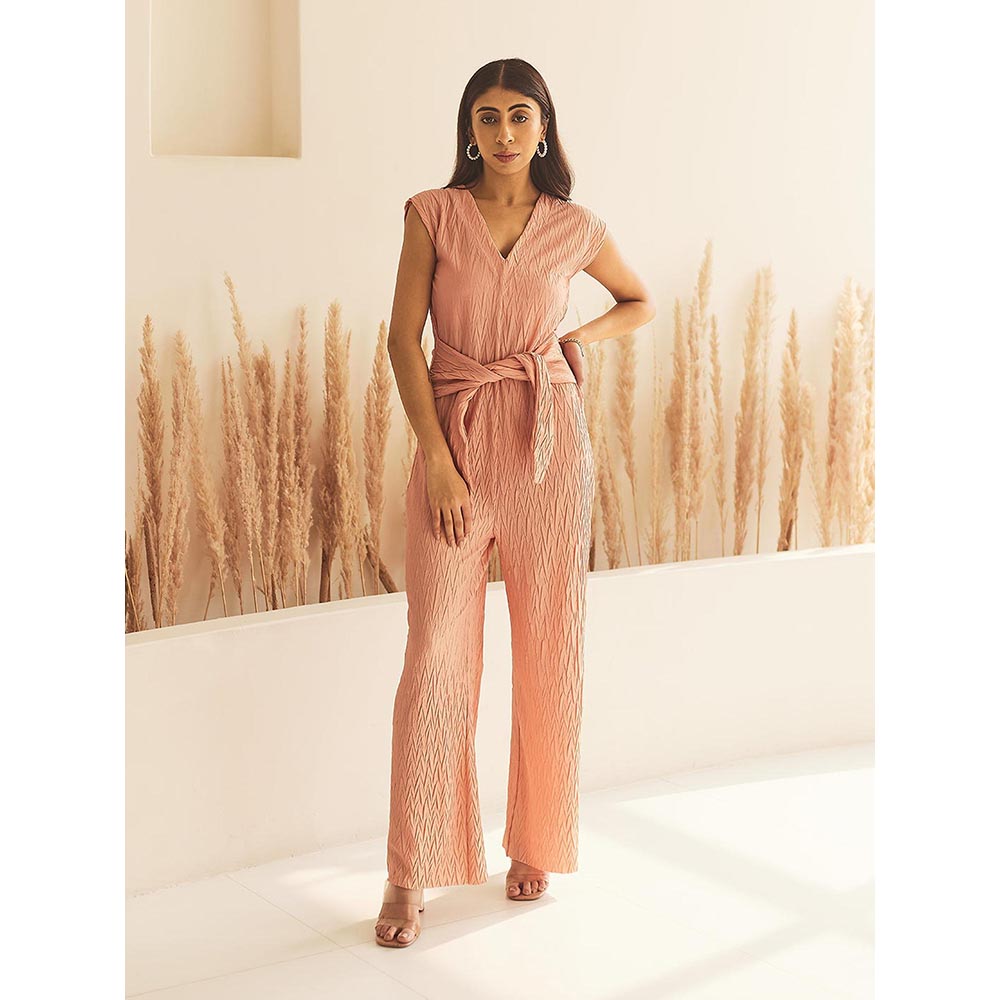 House of Fett Womens Salmony Peach Jumpsuit