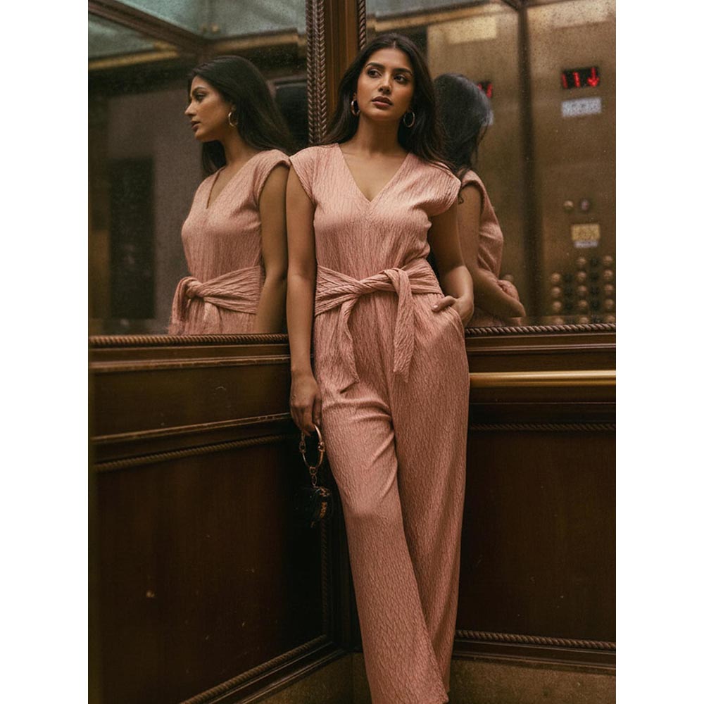 House of Fett Womens Salmony Peach Jumpsuit