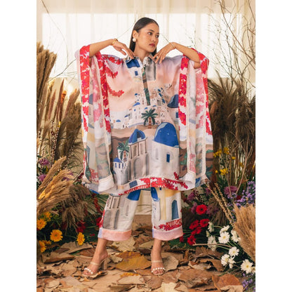 House of Fett Greece Multi Coloured Printed Mid Waist Co-Ord Set