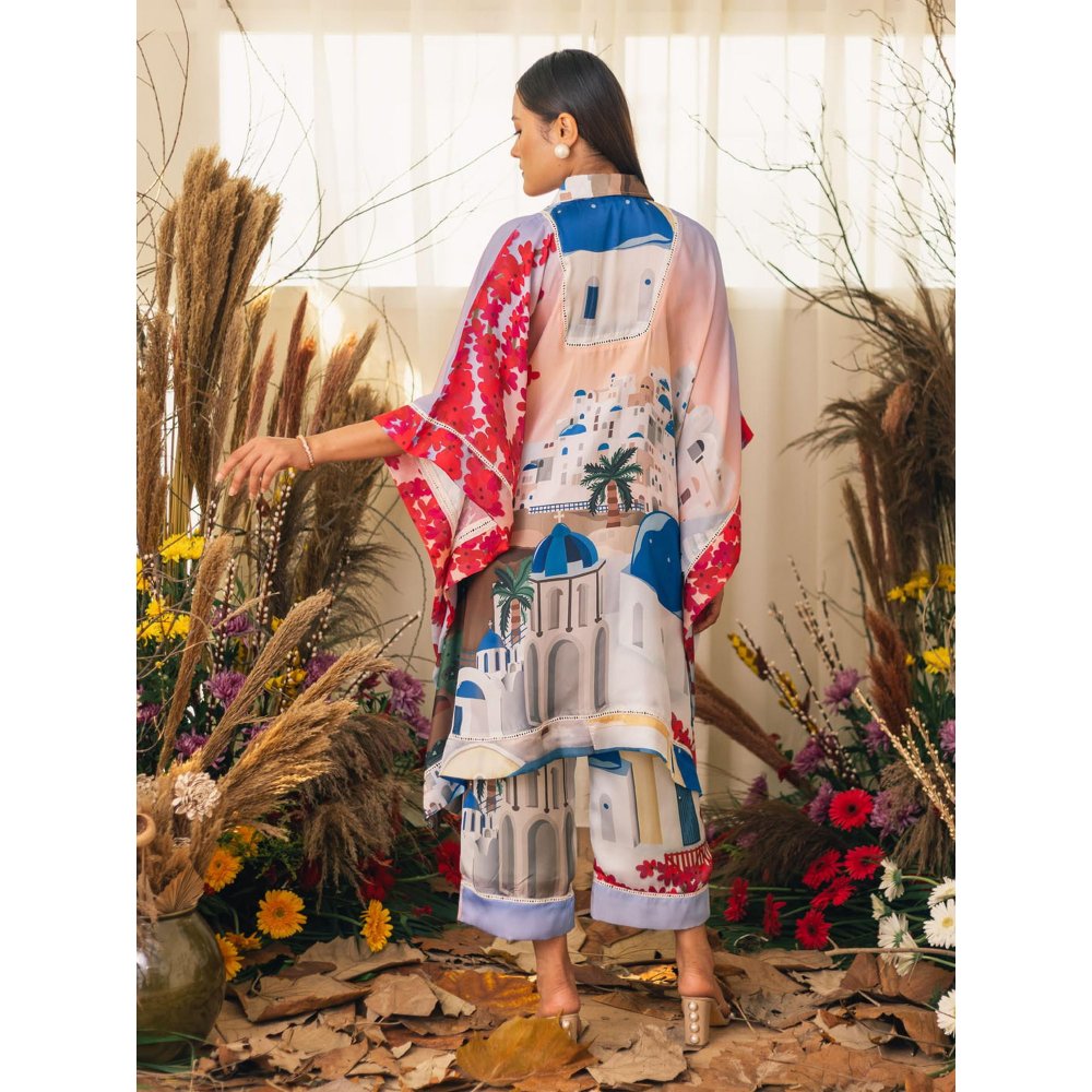 House of Fett Greece Multi Coloured Printed Mid Waist Co-Ord Set