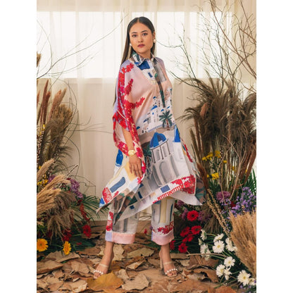 House of Fett Greece Multi Coloured Printed Mid Waist Co-Ord Set