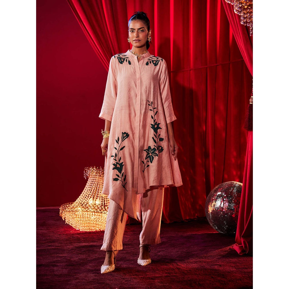 House of Fett Petalina Peach Embroidered Co-Ord Set
