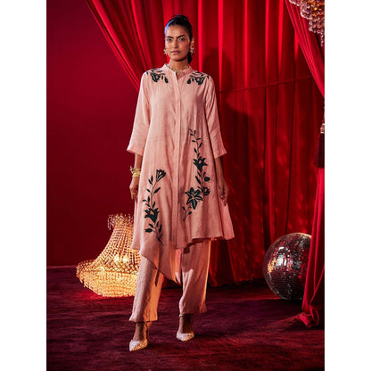 House of Fett Petalina Peach Embroidered Co-Ord Set