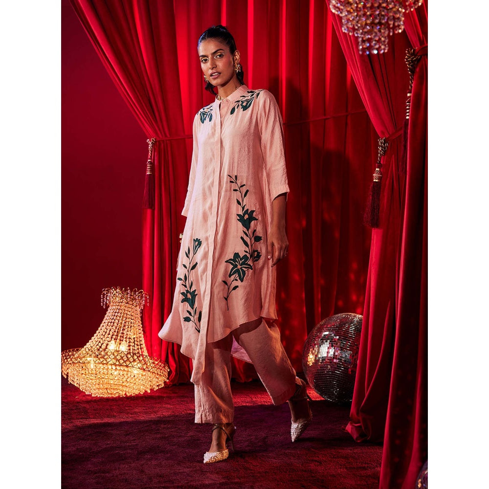 House of Fett Petalina Peach Embroidered Co-Ord Set
