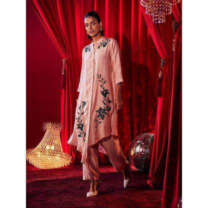 House of Fett Petalina Peach Embroidered Co-Ord Set